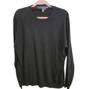 Tricot St Raphael Black Silk Cotton Blend Crewneck Pullover Sweater Size M